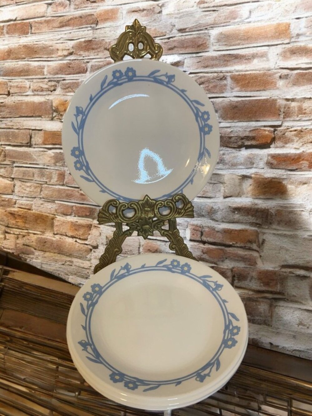 Vintage Corelle Corning Blue Floral Salad Plates Set of 2 Cottagecore Farmhouse